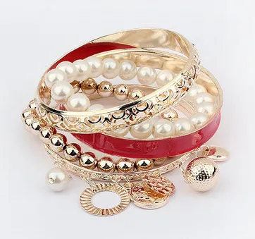 European and American fashion pearl hollow multi-layered wild bracelet jewelry