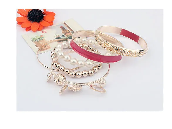 European and American fashion pearl hollow multi-layered wild bracelet jewelry