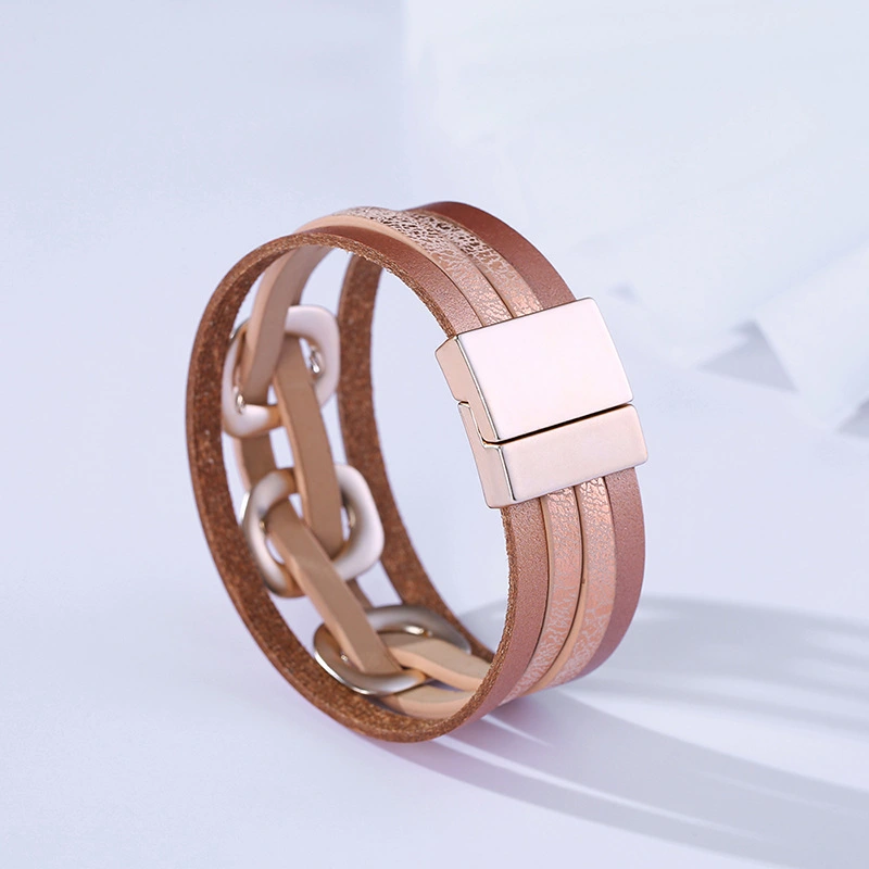 Multilayer leather fashion bracelet