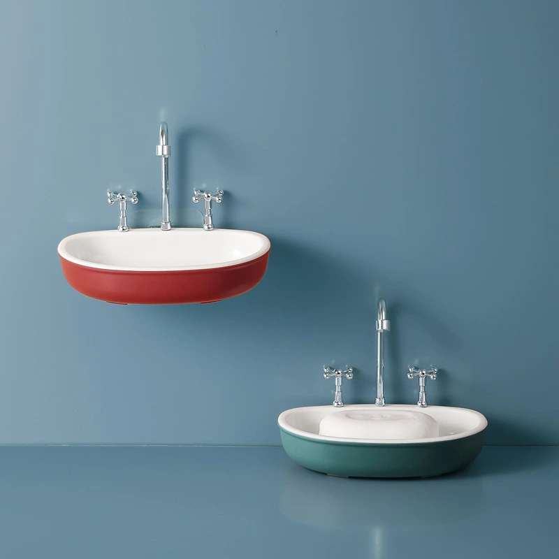 Creative Faucet Sink Soap Box Bathroom Non-Perforated Viscose Drain Double-Layer Soap Box