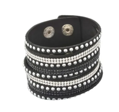 Black nine rows of diamond studded Korean velvet multi-layer bracelet fashion retro style series