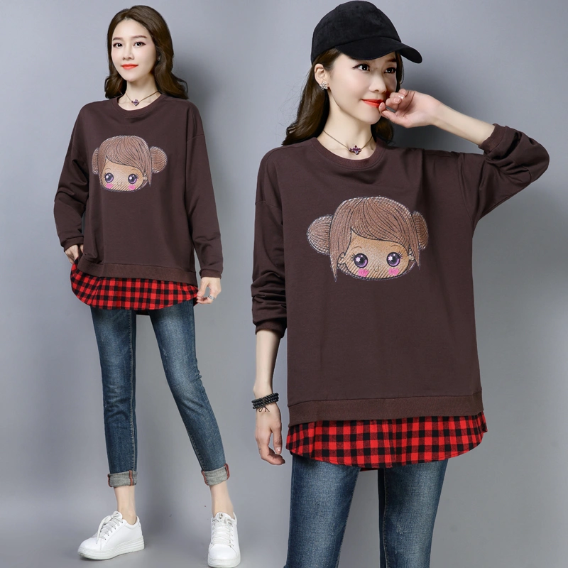 2021 spring and summer new Korean version of the loose large size sweater fashion shirt sports wind printing