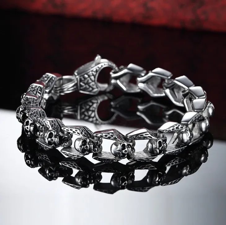 European and American personality domineering titanium steel casting bracelet Ghost head bracelet