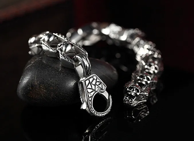European and American personality domineering titanium steel casting bracelet Ghost head bracelet