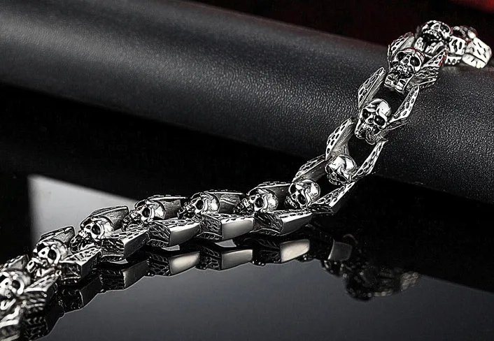 European and American personality domineering titanium steel casting bracelet Ghost head bracelet