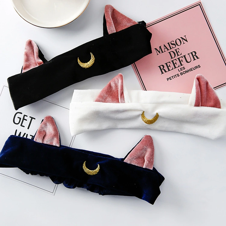 Beautiful girl cat ears series hair band wash face makeup yoga hair band headband