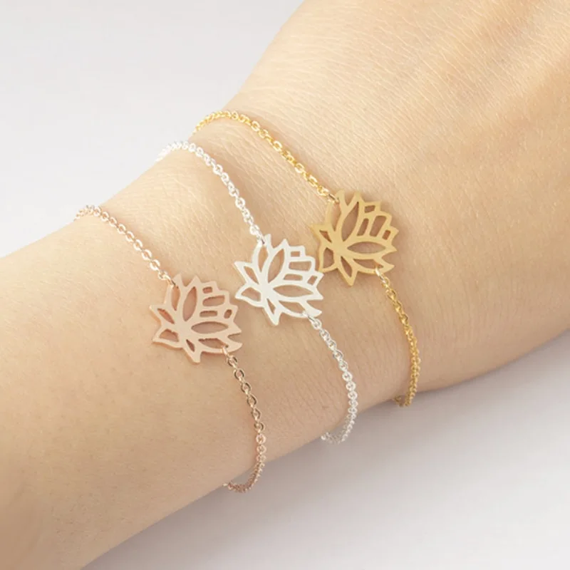 Stainless steel lotus bracelet