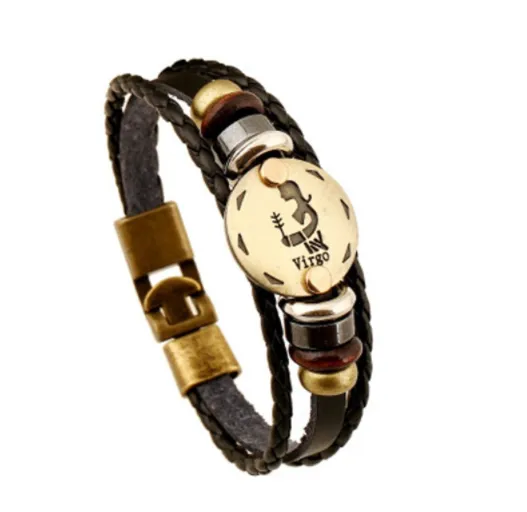 Twelve Constellation Cowhide Bracelet