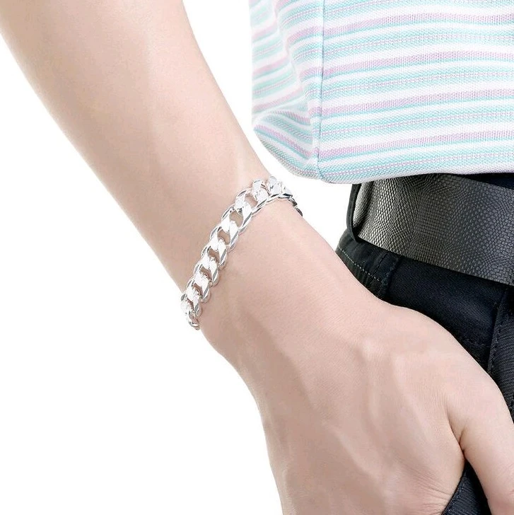 Silver-plated men's high-grade side buckle bracelet