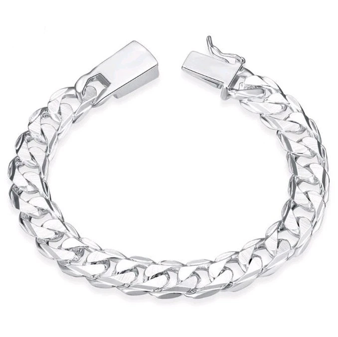 Silver-plated men's high-grade side buckle bracelet