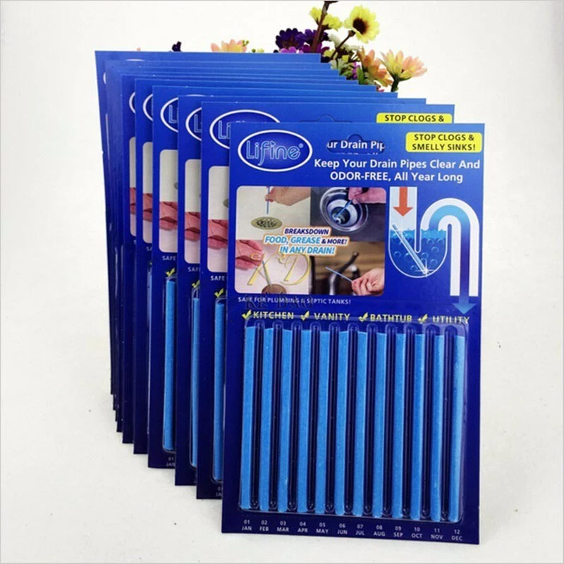 12Pcs/set Sticks sewage decontamination to deodorant The kitchen toilet bathtub drain cleaner