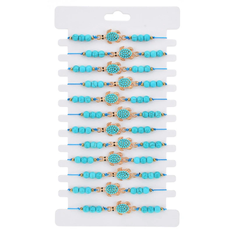 Hand-woven turquoise beaded bracelet