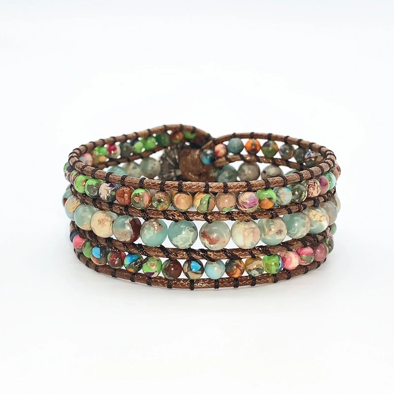 Hand-woven stone bracelet