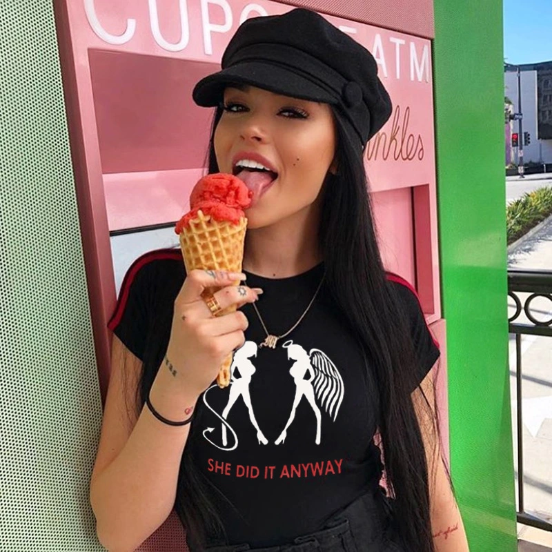 New fashion print slim slimming T-shirt pullover top