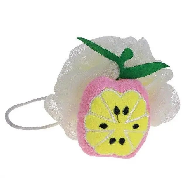Cute Fruit Design Bath Ball Body Brush Wash Cleaning Multicolor Anti Loose Soft Shower Sponge Back Rub for Women Girl Supply