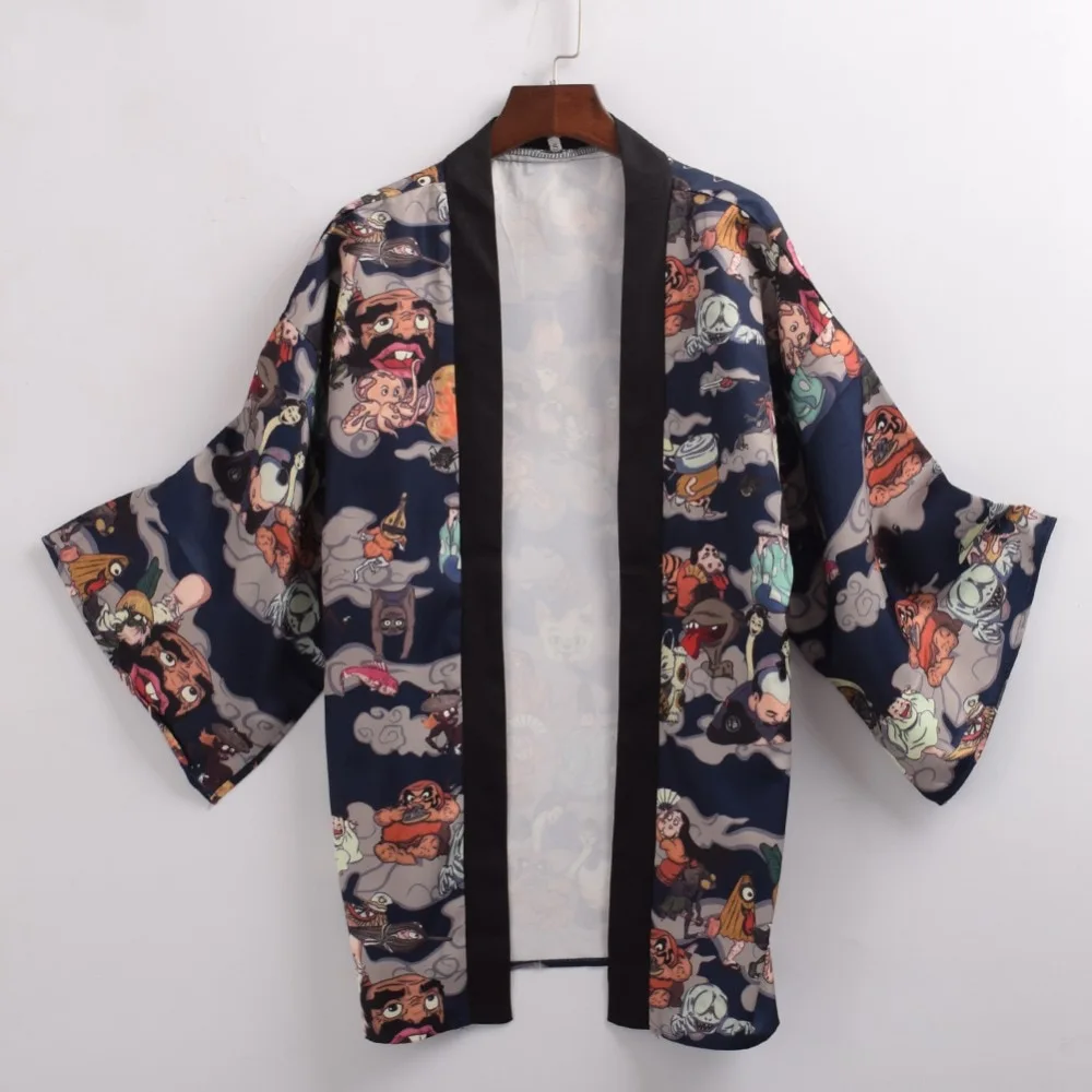 Japanese Kimono Traditional Yukata Men Cardigan Mujer Women Short Outwear Coat Hyakki Yakou Clarkes World Costumes