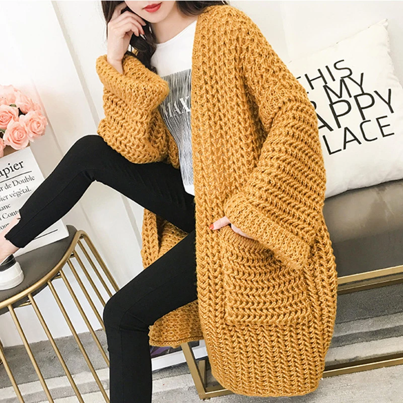 Mid-length sweater knit cardigan