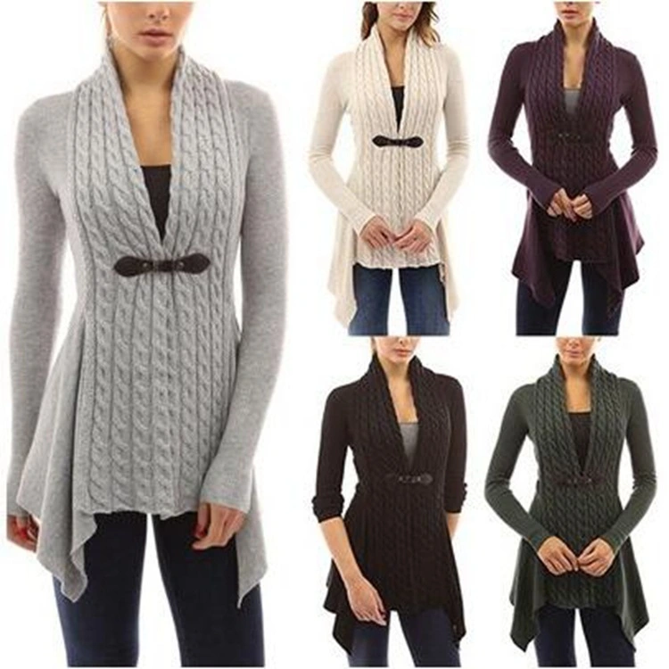 Strap V-neck long sleeve fur collar twist cardigan