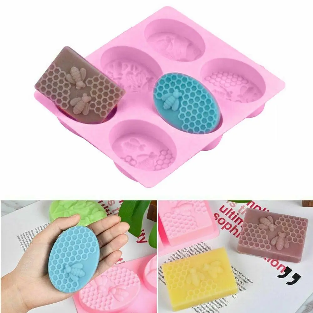 6-hole oval silicone soap mold