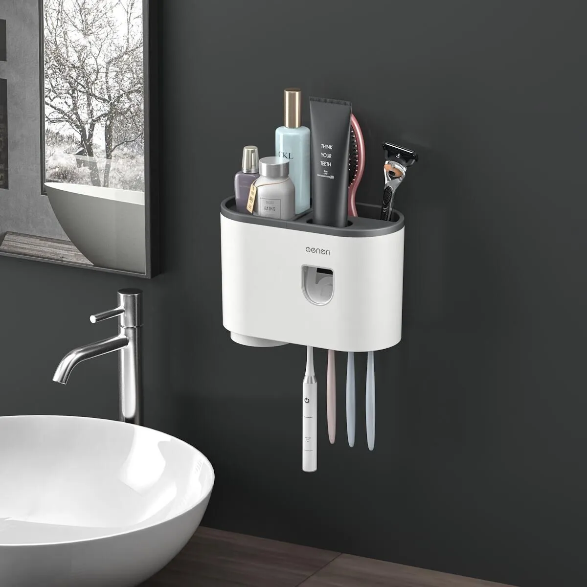 Magnetic Automatic Mouthwash Cup Set Storage Rack