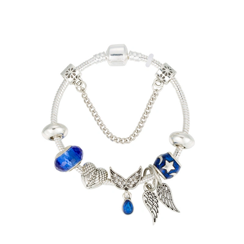 Blue crystal angel wings bracelet