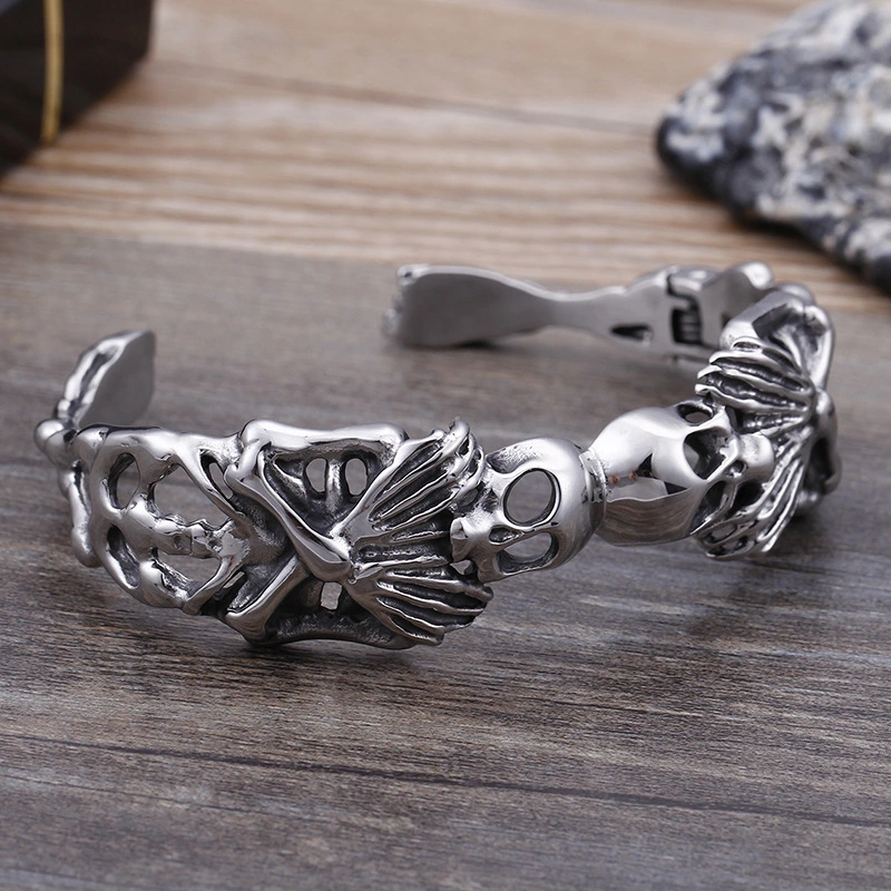 Men's Stainless Steel Skull Opening Bracelet