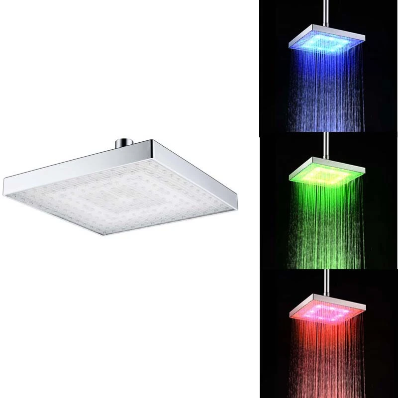 ABS Square LED Colorful/temperature Control Three-color Shower Top