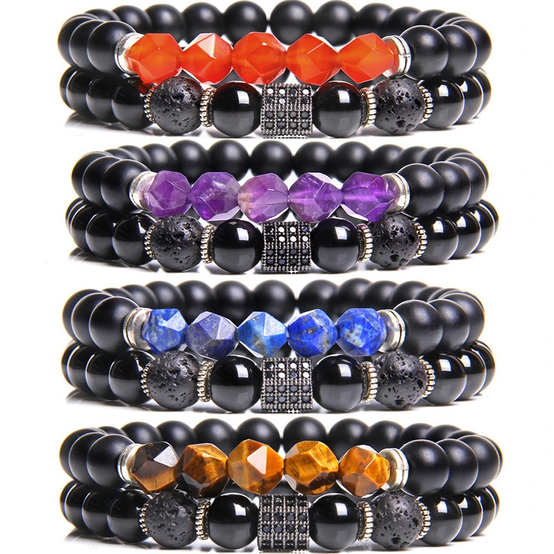 Black agate combination bracelet