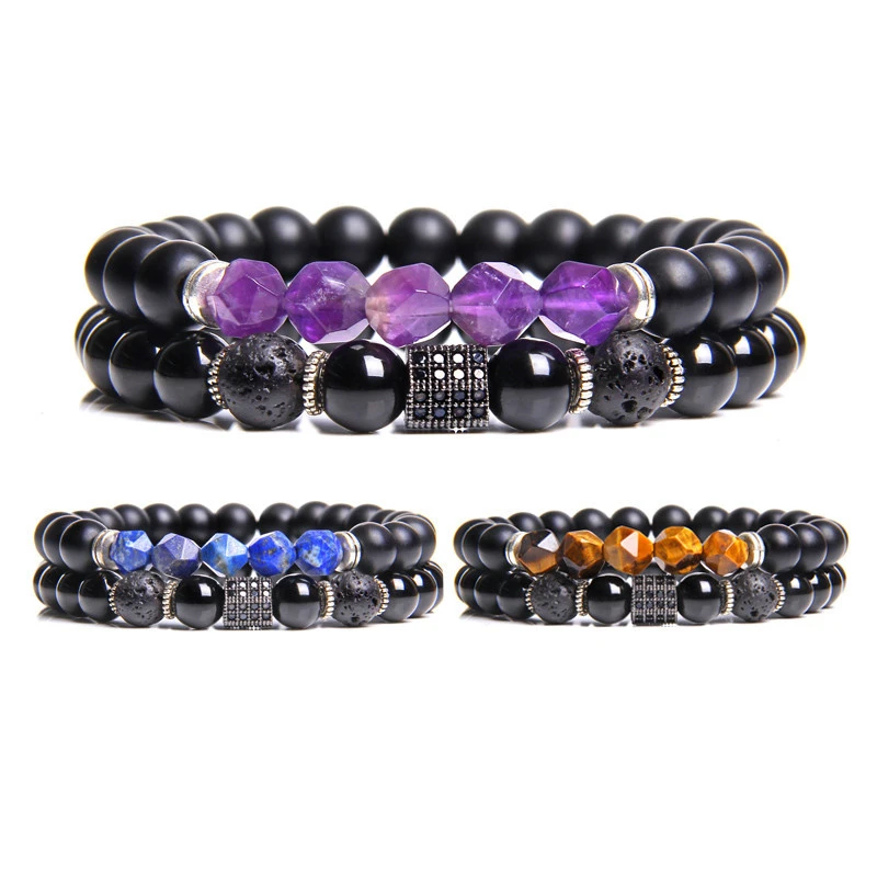 Black agate combination bracelet