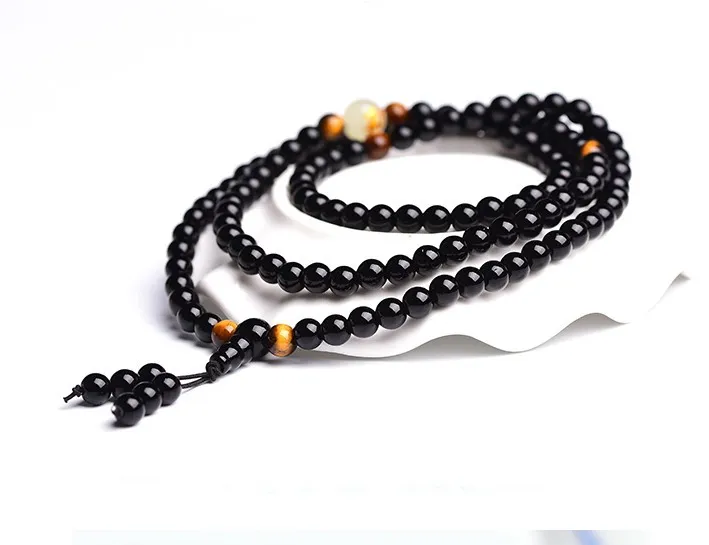 Obsidian multi-circle bead bracelet luminous stone
