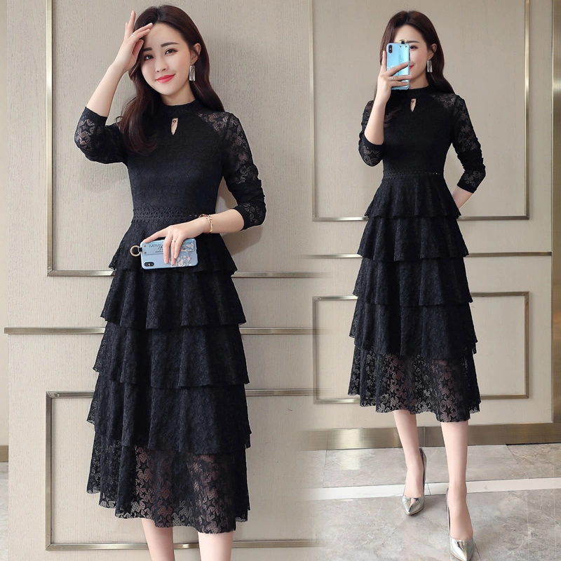 Pure color dress with 100 sets of body-building, elegant temperament and intellectuality, spring retro in 2021