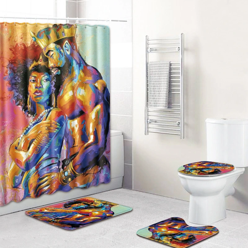 Anti-slip mat shower curtain combination