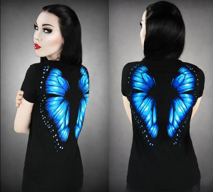Blue Butterfly Women Tshirt