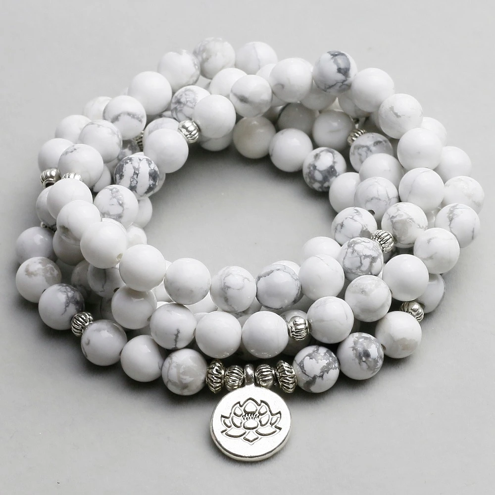 White white stone flower beads bracelet