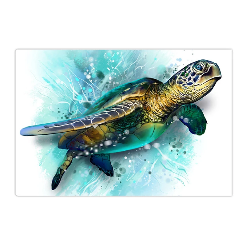 Blue turtle digital printing shower curtain