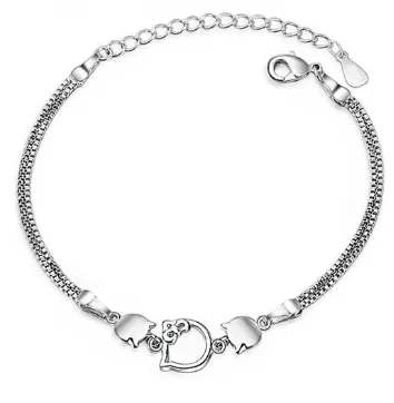 Lovely Cat Head Trendy Silver Color Charm Box Chain Bracelets & Bangles For Women Fashion Jewelry gift