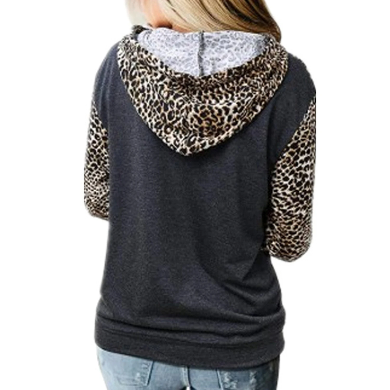 Paneled hooded printed sweatshirt