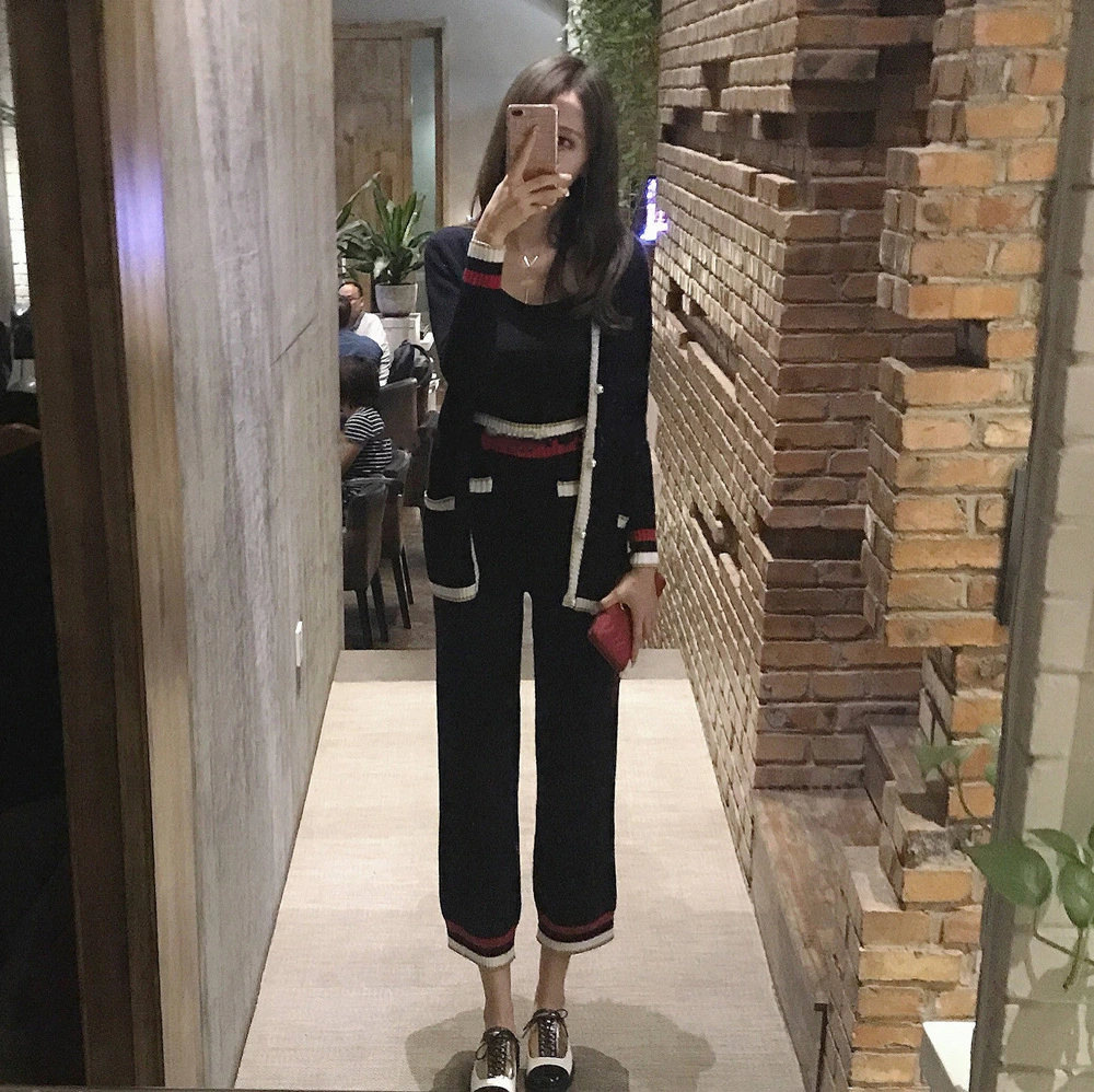 Spot Special Autumn and Winter Small Fragrance Two-piece Lazy Chic Style Leisure Fashion Knitting Slender Trend S1773
