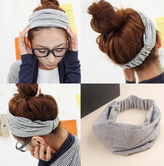 Wide-brimmed fabric solid color cotton sports hair band headgear facial mask makeup hair band