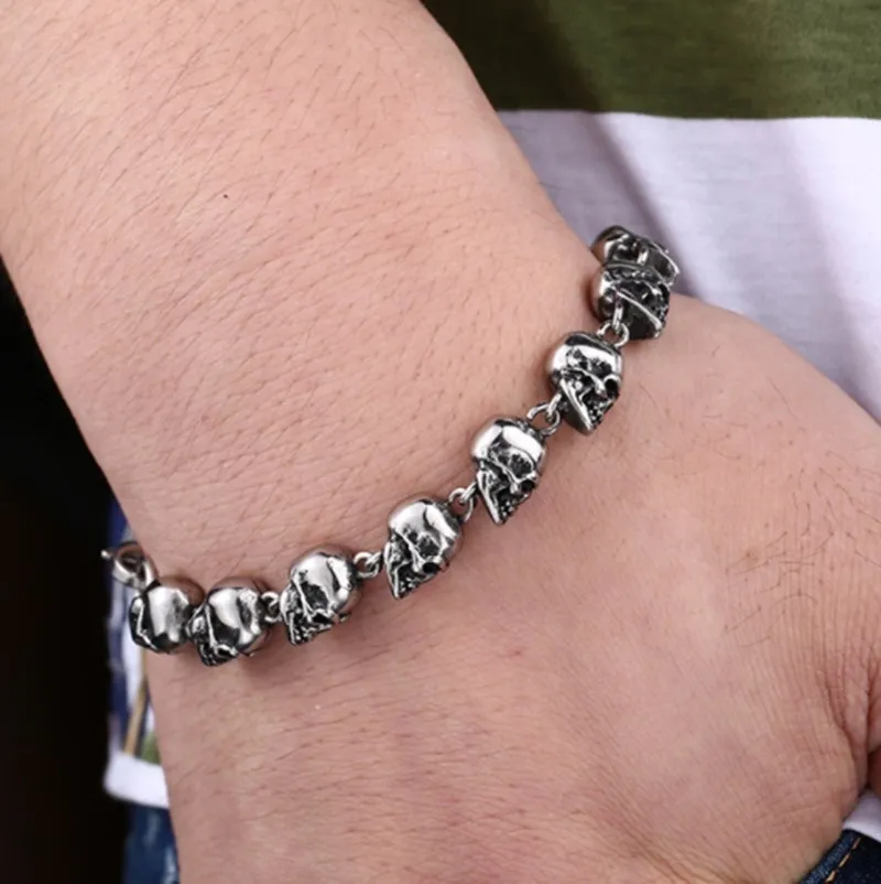 European And American Punk Accessories, Titanium Steel Men's Skull Bracelet