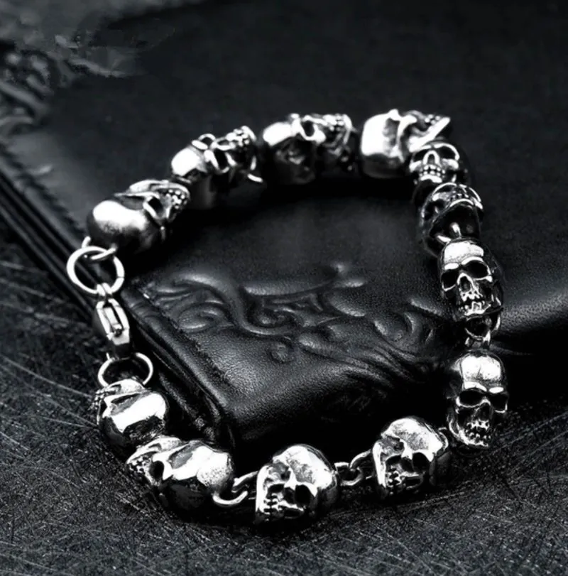 European And American Punk Accessories, Titanium Steel Men's Skull Bracelet