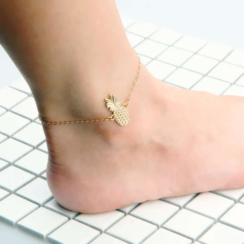 Lovely Hollow Three-Dimensional Pineapple Foot Chain Alloy Fruit Chain