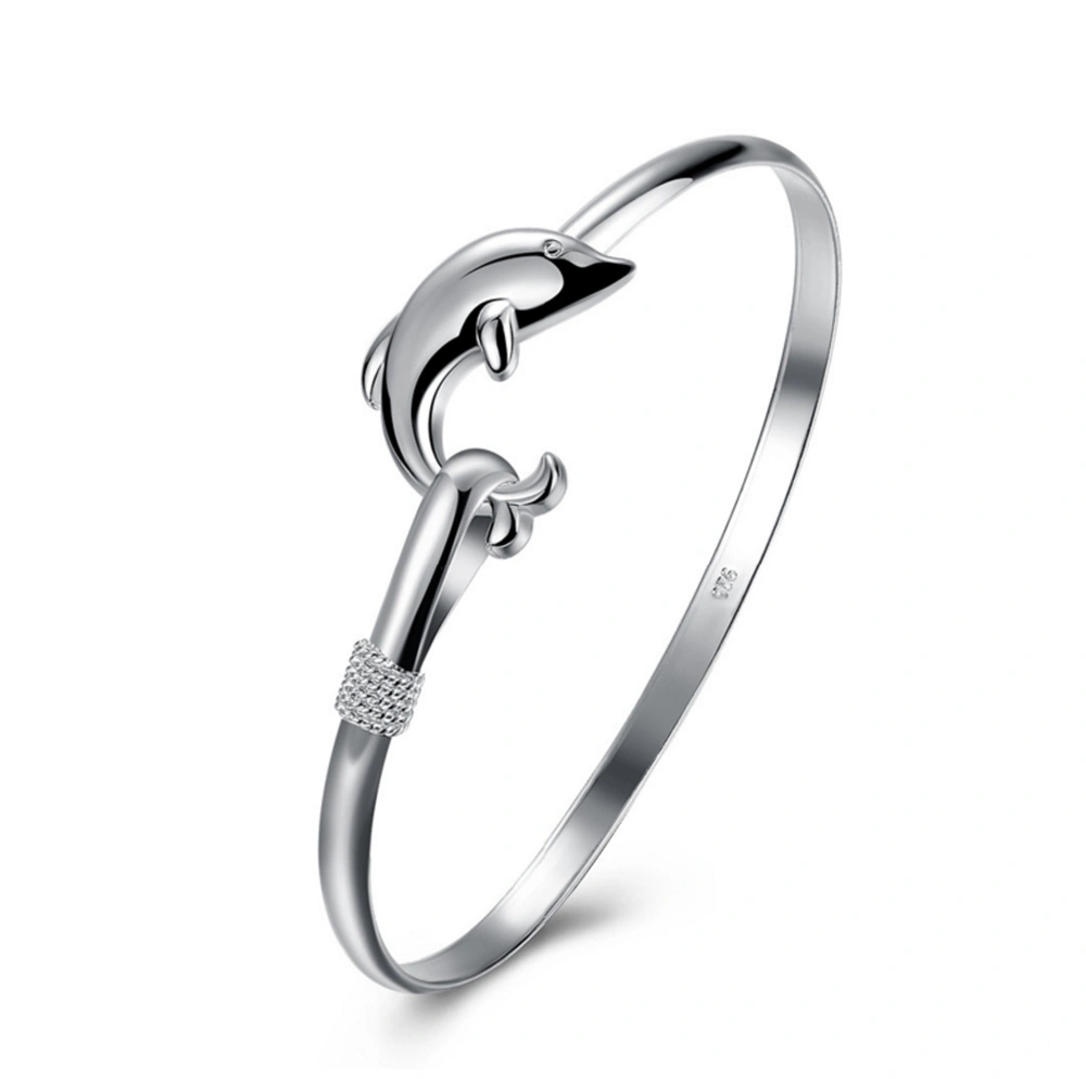 Personalized Accessories Silver Single-Line Dolphin Bracelet