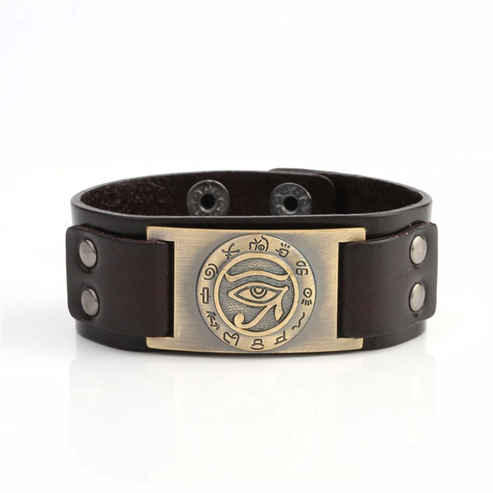 Eye of Horus alloy leather bracelet