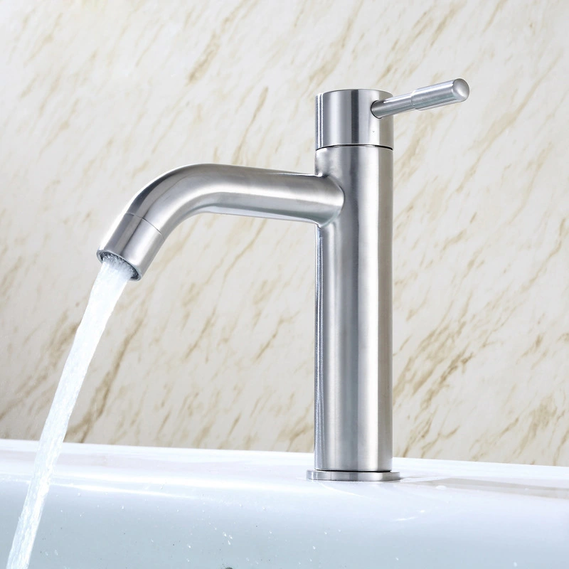 Stainless steel single cold basin faucet