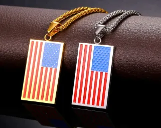 316L stainless steel military flag necklace