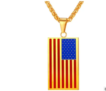 316L stainless steel military flag necklace