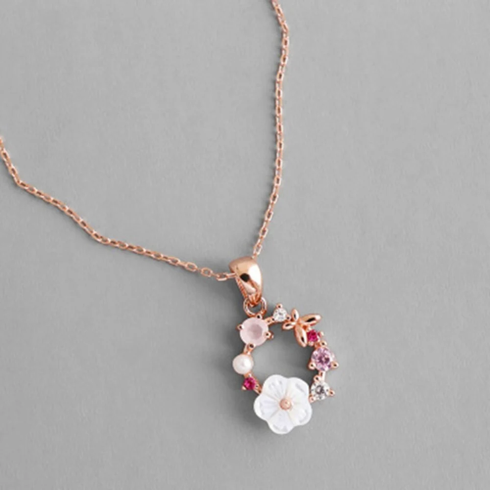 Flower garland rose gold necklace