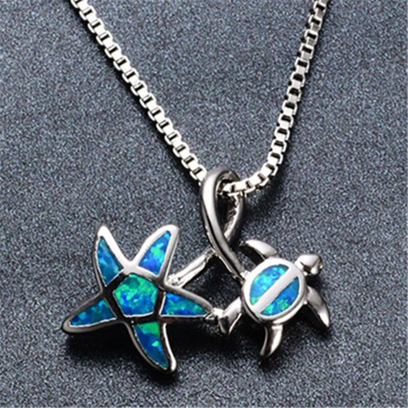 Epoxy star turtle necklace