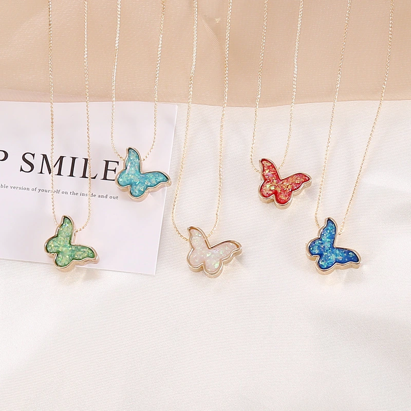 Multicolor butterfly necklace